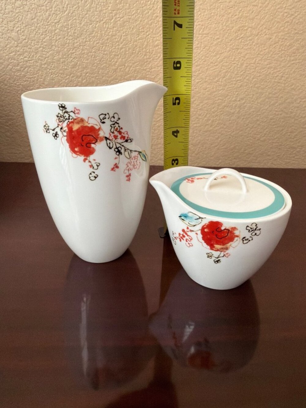 Lenox "Chirp" Creamer and Sugar Bowl w/Lid Set of 2 Pre-owned No Box - Picture 2 of 16